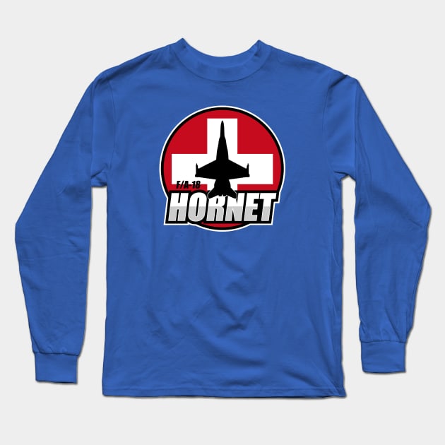 Swiss F/A-18 Hornet Long Sleeve T-Shirt by Tailgunnerstudios